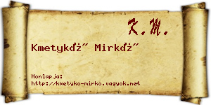 Kmetykó Mirkó névjegykártya